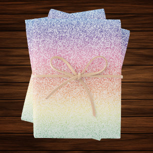 Trendy Faux Glitter Rainbow Ombre Elegant 5x7 Wrapping Paper Sheets