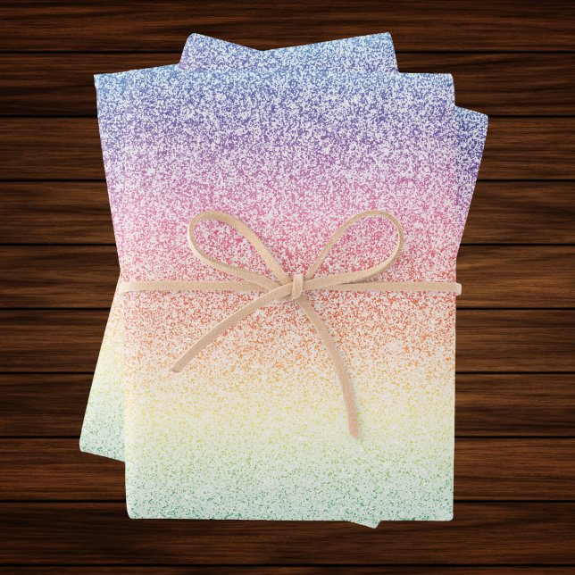 Trendy Faux Glitter Rainbow Ombre Elegant 5x7 Wrapping Paper Sheets (Creator Uploaded)