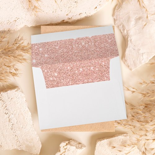 Trendy faux glitter rose gold brushstrokes marble envelope