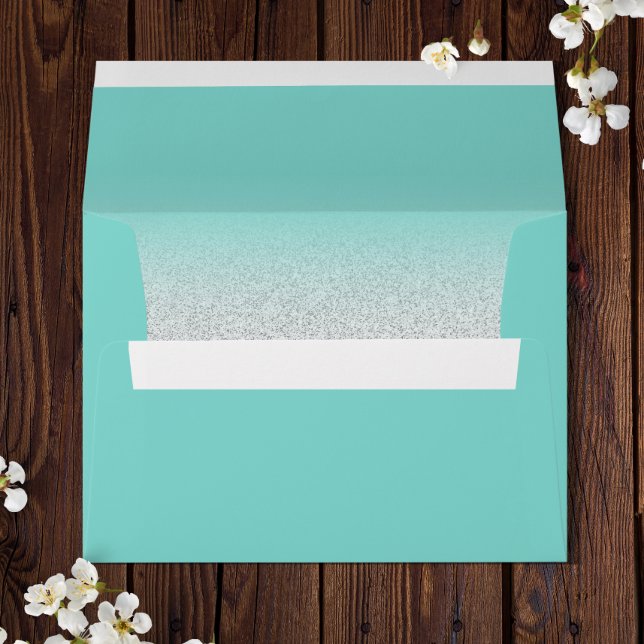 Trendy Faux Glitter Silver Teal Ombre Elegant 5x7 Envelope