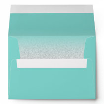 Trendy Faux Glitter Silver Teal Ombre Elegant 5x7 Envelope Trendy Faux Glitter Silver Teal Ombre Elegant 5x7 Envelope