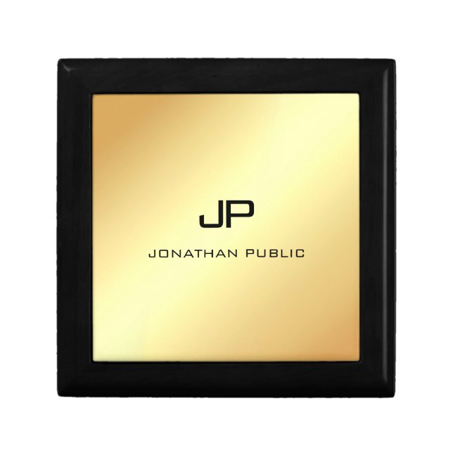 Trendy Faux Gold Classic Elegant Monogram Template Gift Box (Front)