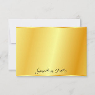 Trendy Faux Gold Custom Handwritten Script Name Note Card