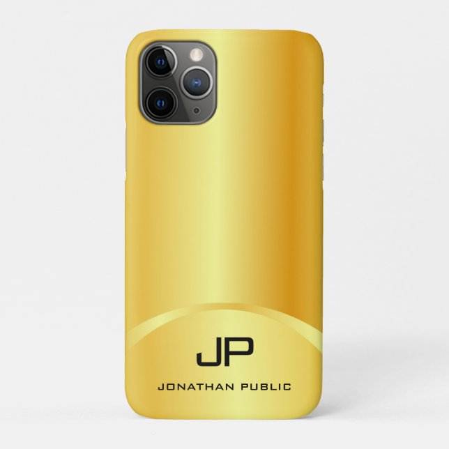 Trendy Faux Gold Elegant Modern Monogram Template Case-Mate iPhone Case (Back)