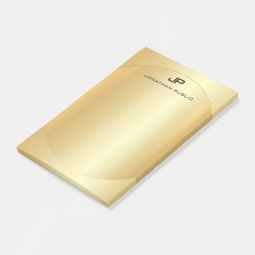 Trendy Faux Gold Elegant Modern Monogram Template Post_it Notes