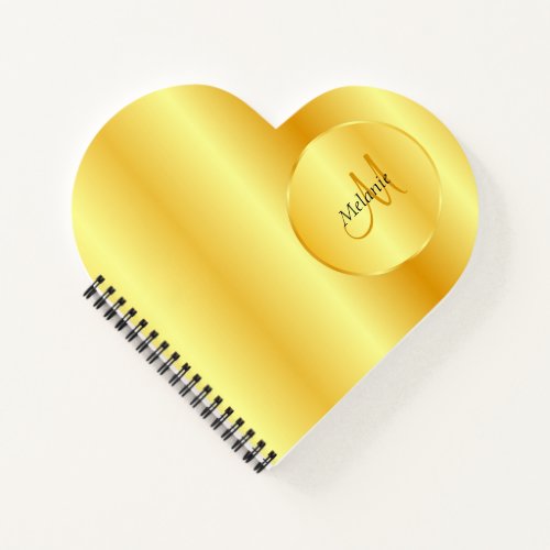 Trendy Faux Gold Elegant Monogrammed Template Notebook