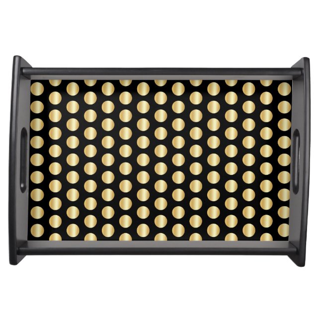 Trendy Faux Gold Elegant Template Black Modern Serving Tray (Front)