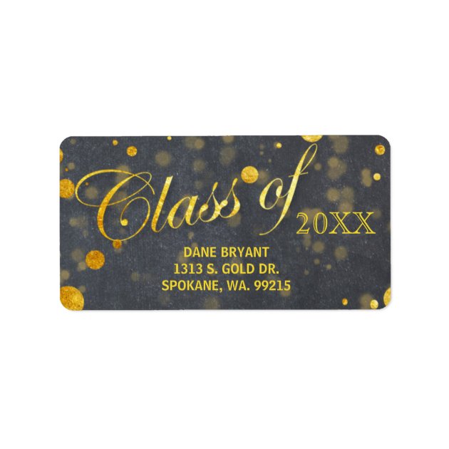 Trendy Faux Gold Foil Confetti Graduation Address Label