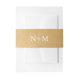 Trendy Faux gold foil monogram wedding Invitation Belly Band