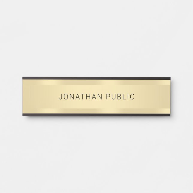 Trendy Faux Gold Glamorous Modern Template Door Sign (Front)