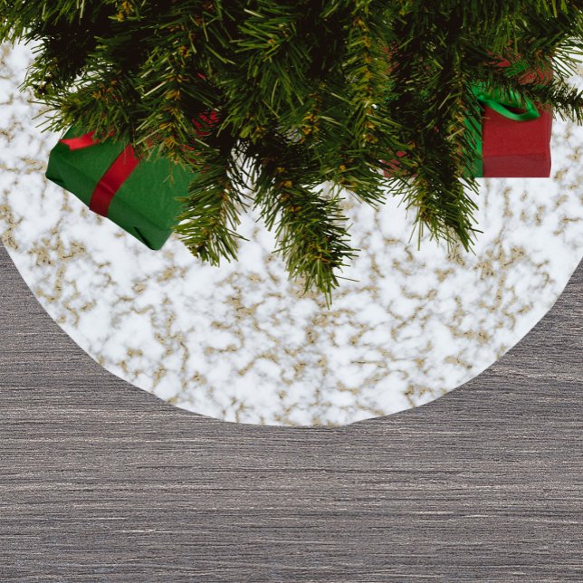 Trendy Faux Gold Marble Pattern Brushed Polyester Tree Skirt (Creator Uploaded)