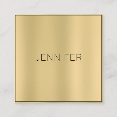 Trendy Faux Gold Modern Elegant Minimalist Design Square Business Card
