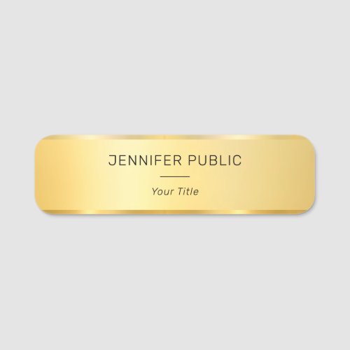 Trendy Faux Gold Modern Glamorous Template Chic Name Tag