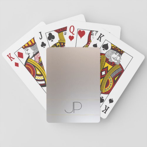 Trendy Faux Gold Silver Monogram Template Elegant Playing Cards