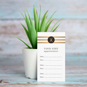 Trendy Faux Gold Stripes Hair Appointment Card