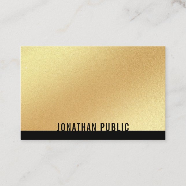 Trendy Faux Gold Template Professional Modern Business Card (Front)