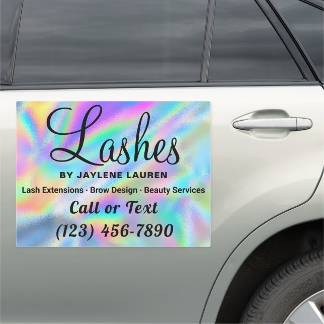 Trendy Faux Holographic Lashes Beauty Services Car Magnet (In Situ)