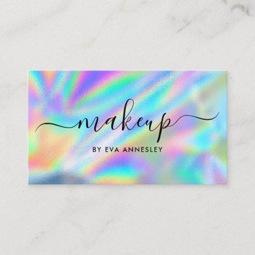 Trendy Faux Holographic Makeup Artist Business Card