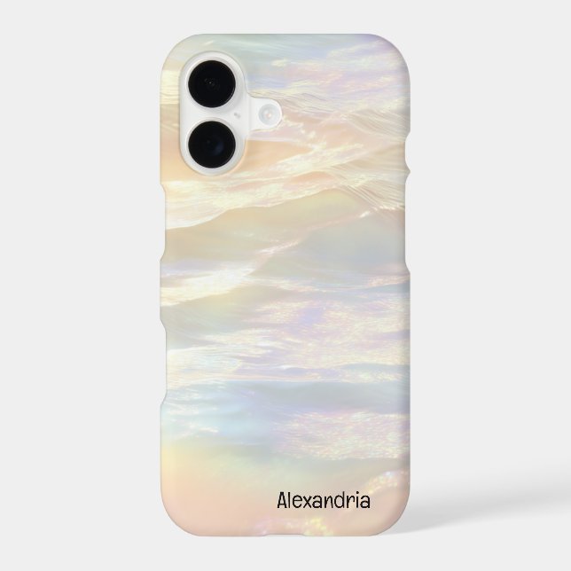 Trendy Faux Holographic Waves Opal iPhone Case (Back)