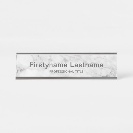 Trendy Faux Marble Pattern Executive Name Title Desk Name Plate