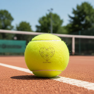 Trendy Faux Rose Gold Geometric Heart Marble Tennis Balls