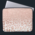 Trendy faux rose gold glitter ombre leopard laptop sleeve<br><div class="desc">A modern,  trendy and hand drawn faux rose gold foil leopard pattern with faux rose gold glitter ombre,  the color background is fully customizable</div>