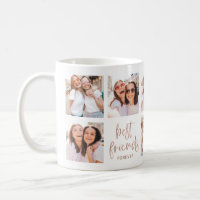 Trendy Faux Rose Gold Script, Best Friends Photo Coffee Mug