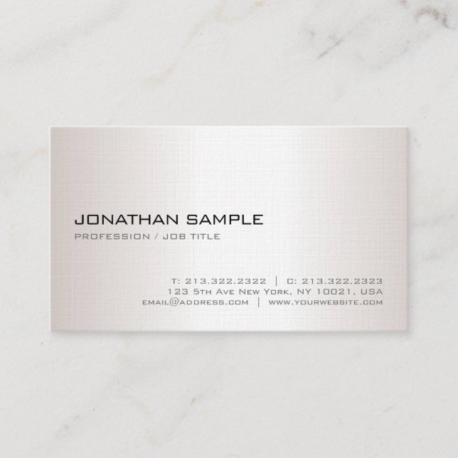 Trendy Faux Silver Modern Elegant Plain Luxury Business Card (Front)
