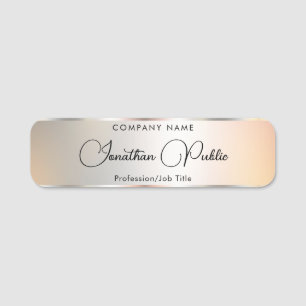 Trendy Faux Silver Template Handwritten Script Name Tag