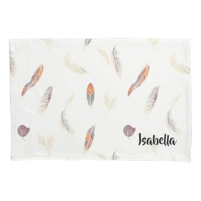 Trendy Feathers Luxury Boho Collection Pillow Case (Front)
