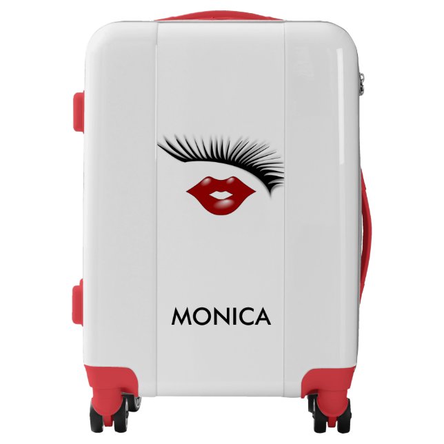 Trendy Feminine Chic Eyelashes & Lips Personalized Luggage (Front)