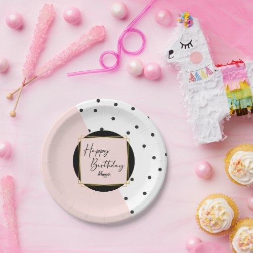 Trendy Feminine Confetti Dots Birthday Party Paper Plates