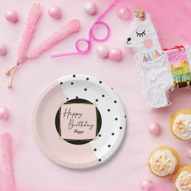 Trendy Feminine Confetti Dots Birthday Party Paper Plates (Party)