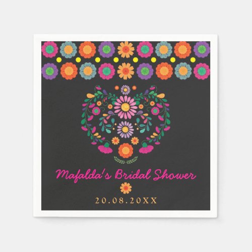 Trendy Fiesta Mexican Flower Pattern Wedding Party Napkins