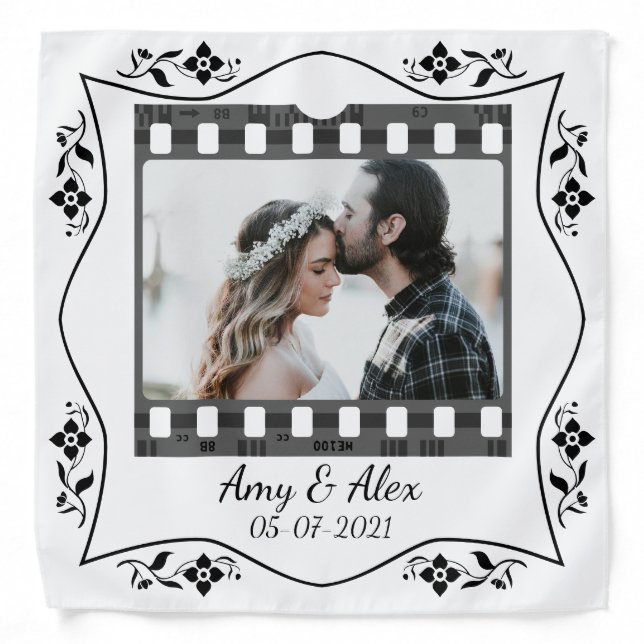 Trendy Film Reel Movie Personalized Picture Frame  Bandana (Front)