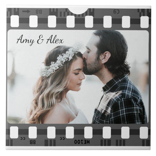 Trendy Film Reel Movie Personalized Picture Frame  Ceramic Tile (Front)
