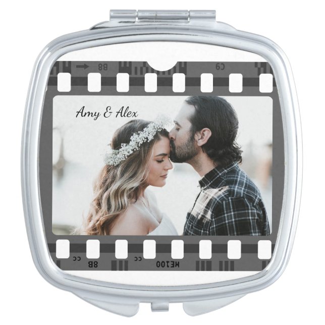 Trendy Film Reel Movie Personalized Picture Frame  Compact Mirror (Front)