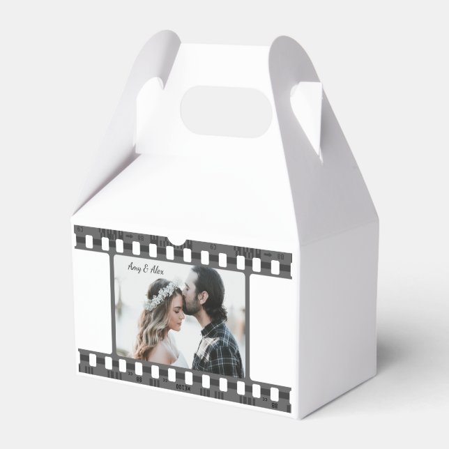 Trendy Film Reel Movie Personalized Picture Frame  Favor Boxes (Front Side)