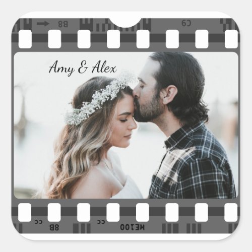 Trendy Film Reel Movie Personalized Picture Frame  Square Sticker