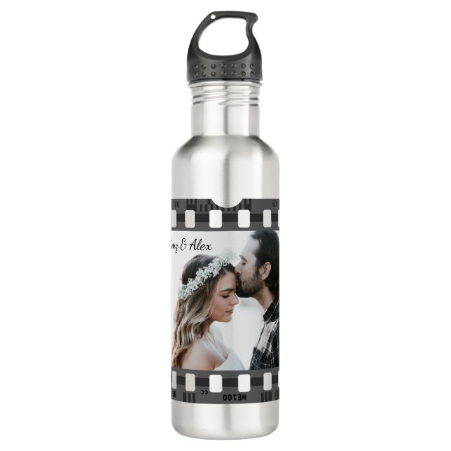 Trendy Film Reel Movie Personalized Picture Frame  Stainless Steel Water Bottle (Front)