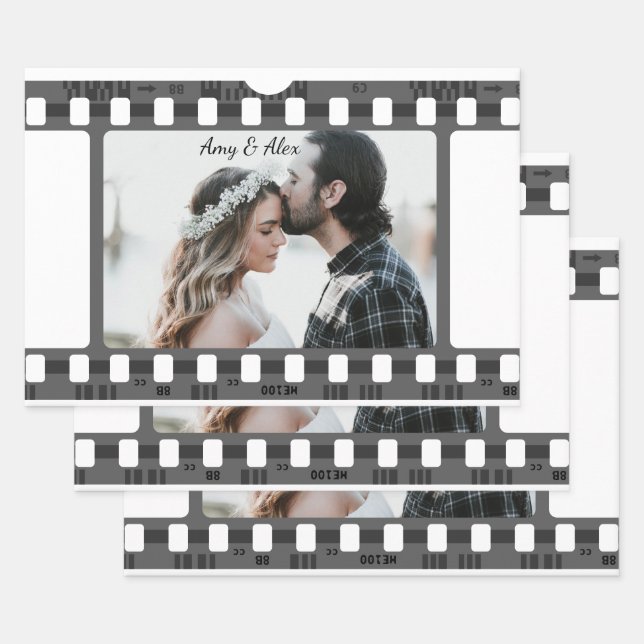 Trendy Film Reel Movie Personalized Picture Frame  Wrapping Paper Sheets (Set)