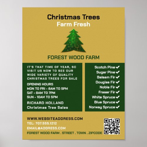 Trendy Fir Tree Design Christmas Tree Sales Poster