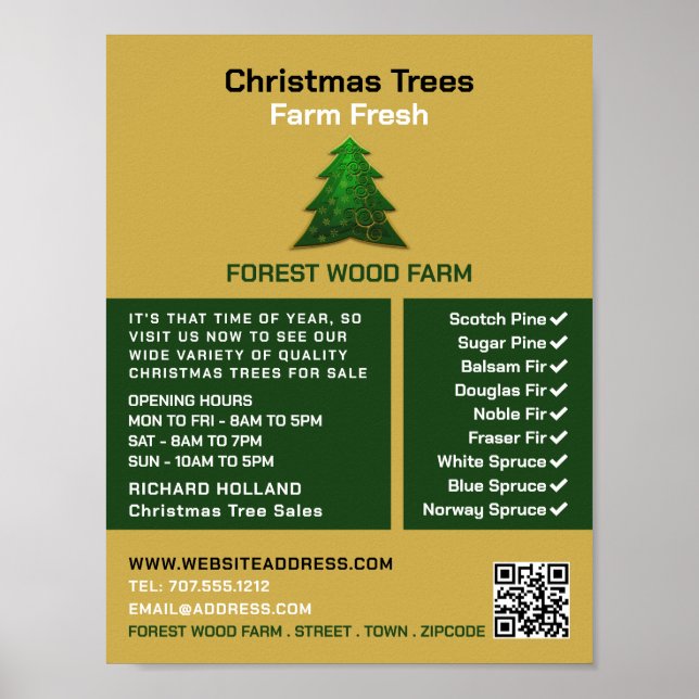 Trendy Fir Tree Design, Christmas Tree Sales Poster (Front)