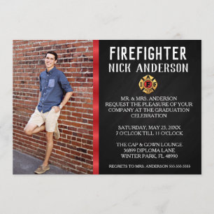 Trendy Firefighter School Graduation Announcement