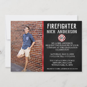 Trendy Firefighter School Graduation Announcement