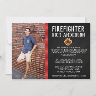 Trendy Firefighter School Graduation Announcement