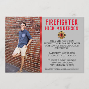 Trendy Firefighter School Graduation Announcement