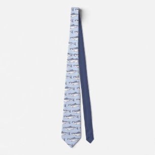 Trendy Fish Pattern Blue Neck Tie