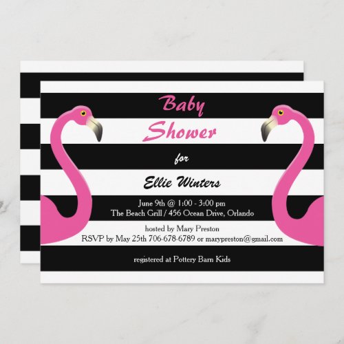 Trendy Flamingo Baby Shower Invitation