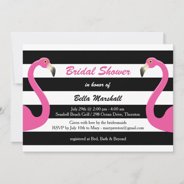 Trendy Flamingo Bridal Shower Invitation (Front)